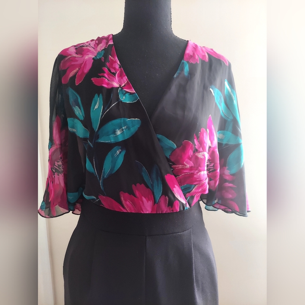 Women's jumpsuit/ pantsuit with floral overlay